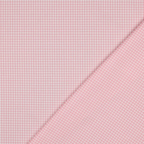 Cotone Popeline, Quadri piccoli , rosa