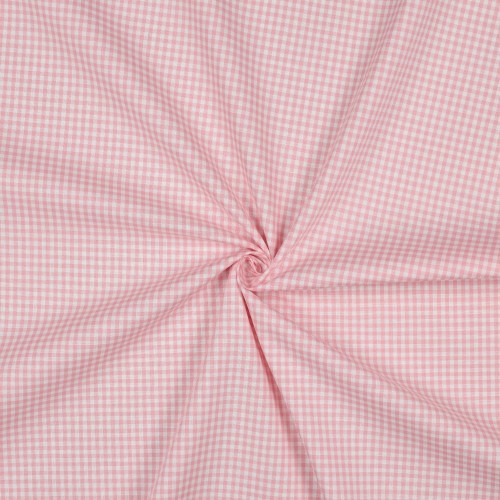 Cotone Popeline, Quadri piccoli , rosa
