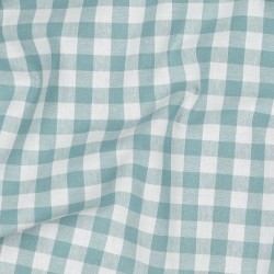 Cotone Popeline, Quadri, Verde Acqua