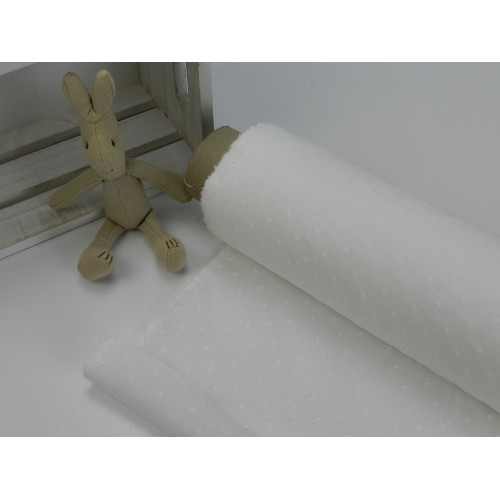 Plumeti Cotton Liso con  ricamo in rilevo, Bianco