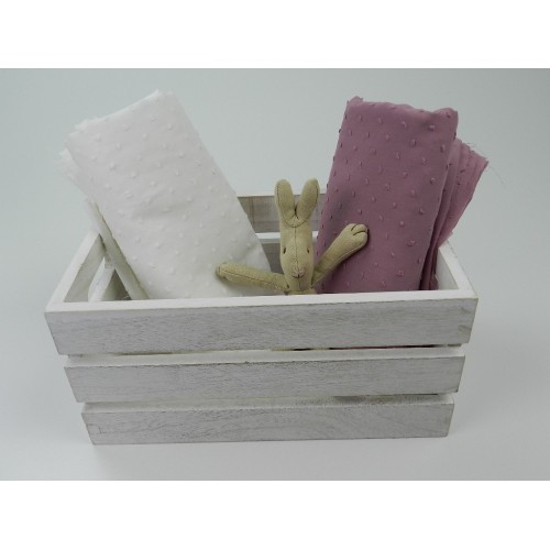 Plumeti Cotton Liso con  ricamo in rilevo, Bianco