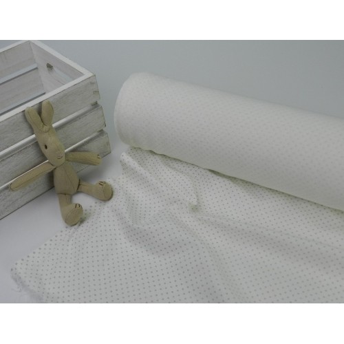 Lino Cotton,  Bianco con Pois Grigi