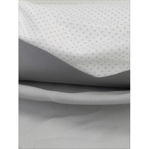 Lino Cotton,  Bianco con Pois Grigi