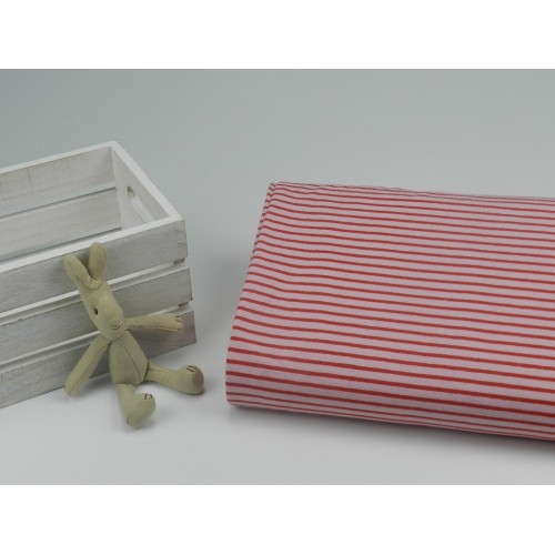 Jersey Tricot, Streifen Rosa - Rosso