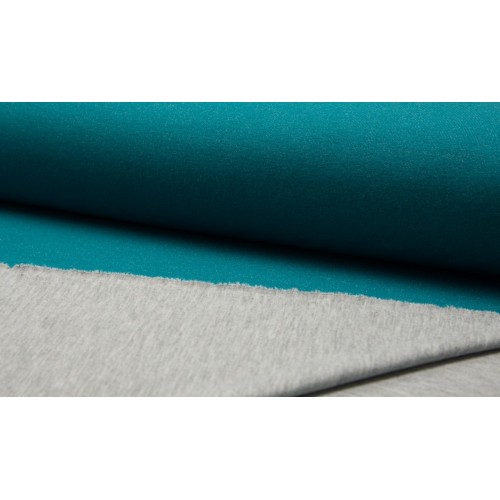 Jersey di Cotone , Double Face, Petrol-Grigio