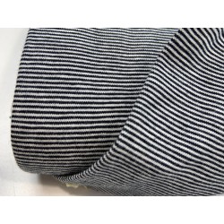 Jersey di Cotone con Righe sottili 3mm, Bianco / Blu Navy
