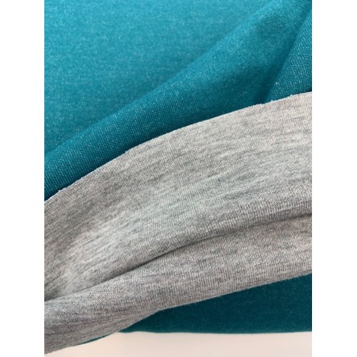 Jersey di Cotone , Double Face, Petrol-Grigio