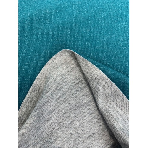 Jersey di Cotone , Double Face, Petrol-Grigio