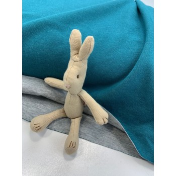 Jersey di Cotone , Double Face, Petrol-Grigio