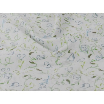 Cotone Voile Bio, Bianco con Gattini 2