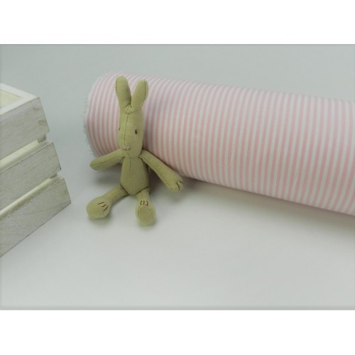 Cotone Vichy, Rosa, Righe Bianche
