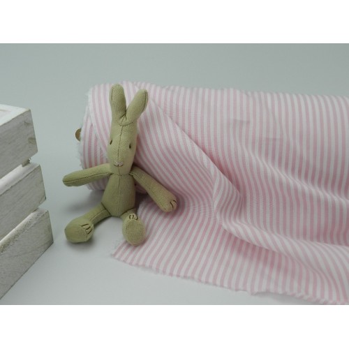 Cotone Vichy, Rosa, Righe Bianche