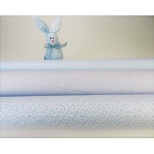 Cotone Vichy, Righe  Celeste/Bianco