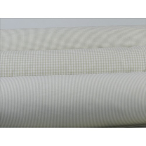 Cotone Vichy, Beige a quadretti piccoli bianchi