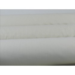 Cotone Vichy, Beige a quadretti piccoli bianchi