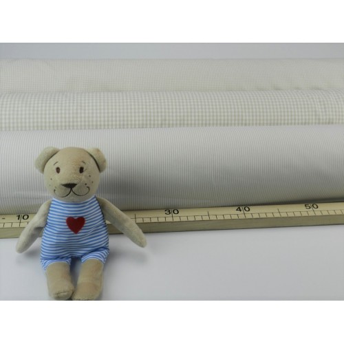 Cotone Vichy, Beige a quadretti piccoli bianchi