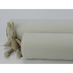 Cotone Vichy, Beige a quadretti piccoli bianchi