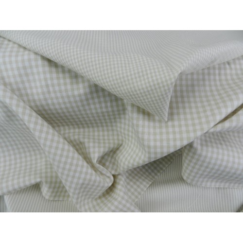 Cotone Vichy, Beige a quadretti piccoli bianchi