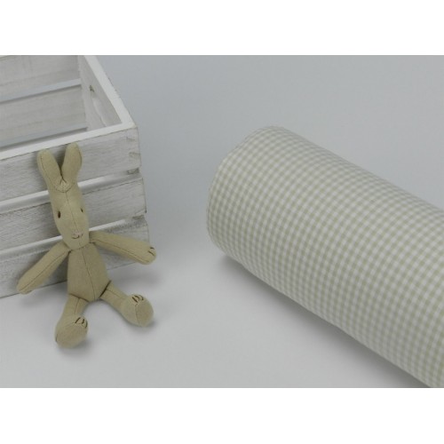 Cotone Vichy, Beige a quadretti piccoli bianchi