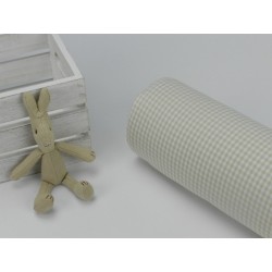 Cotone Vichy, Beige a quadretti piccoli bianchi