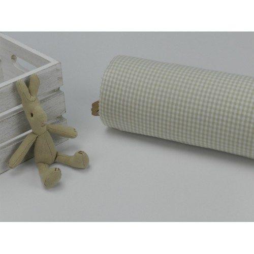 Cotone Vichy, Beige a quadretti piccoli bianchi