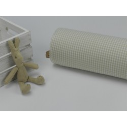 Cotone Vichy, Beige a quadretti piccoli bianchi
