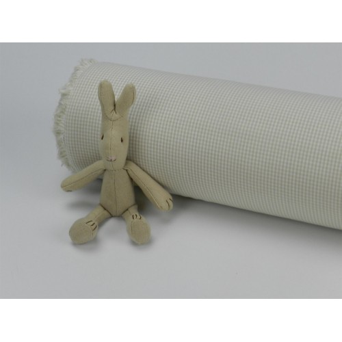 Cotone Vichy, Beige a quadretti piccoli bianchi
