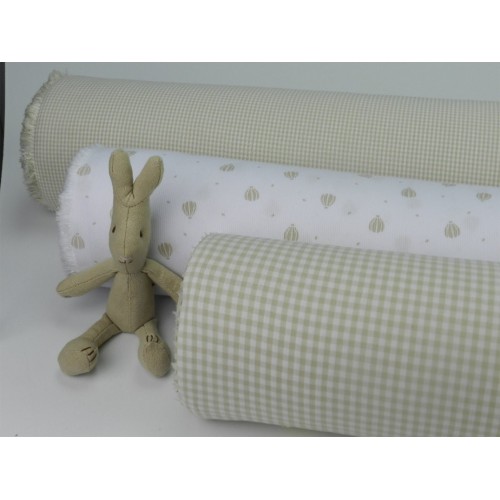 Cotone Vichy, Beige a quadretti piccoli bianchi