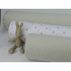 Cotone Vichy, Beige a quadretti piccoli bianchi