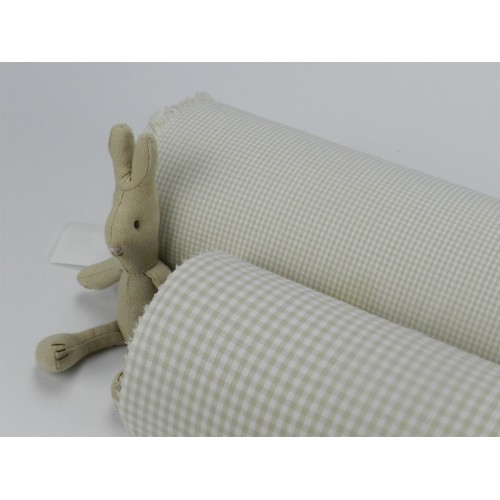 Cotone Vichy, Beige a quadretti piccoli bianchi