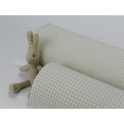 Cotone Vichy, Beige a quadretti piccoli bianchi