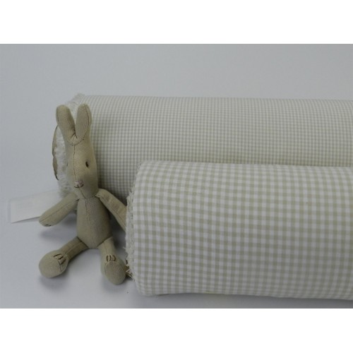 Cotone Vichy, Beige a quadretti piccoli bianchi