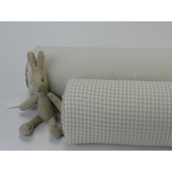 Cotone Vichy, Beige a quadretti piccoli bianchi