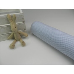 Cotone Vichy Celeste a quadretti piccoli bianchi