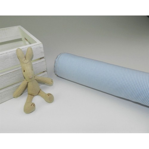 Cotone Vichy Celeste a quadretti piccoli bianchi