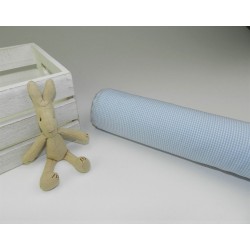 Cotone Vichy Celeste a quadretti piccoli bianchi