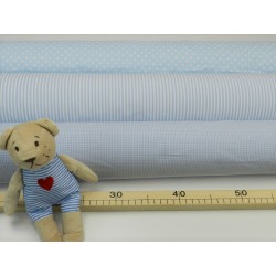 Cotone Vichy Celeste a quadretti piccoli bianchi