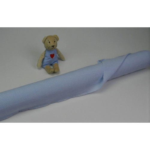 Cotone Vichy Celeste a quadretti piccoli bianchi