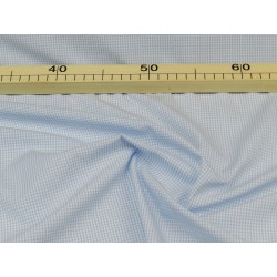 Cotone Vichy Celeste a quadretti piccoli bianchi