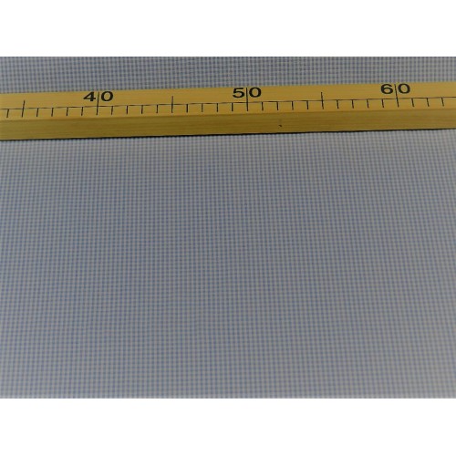 Cotone Vichy Celeste a quadretti piccoli bianchi