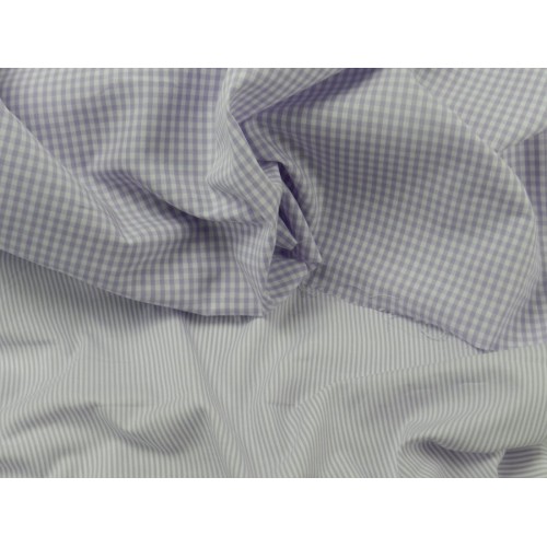 Cotone Vichy , Righe, Viola / Bianco