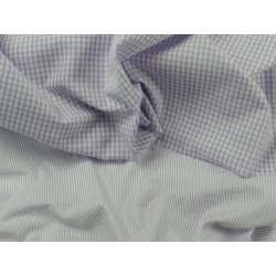 Cotone Vichy , Righe, Viola / Bianco