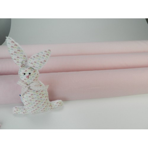 Cotone Vichy , Righe  Rosa/ bianco