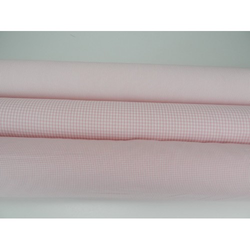 Cotone Vichy , Righe  Rosa/ bianco