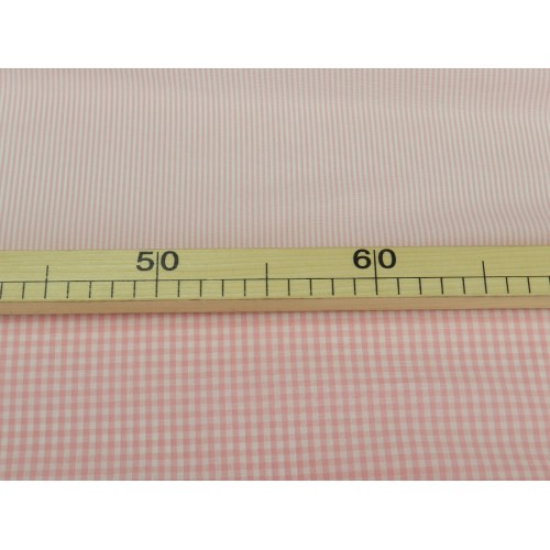 Cotone Vichy , Righe  Rosa/ bianco