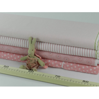 Cotone Oxford, Bianco con righe sottili Rosa 2