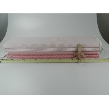 Cotone Oxford, Bianco con righe  Rosa 2