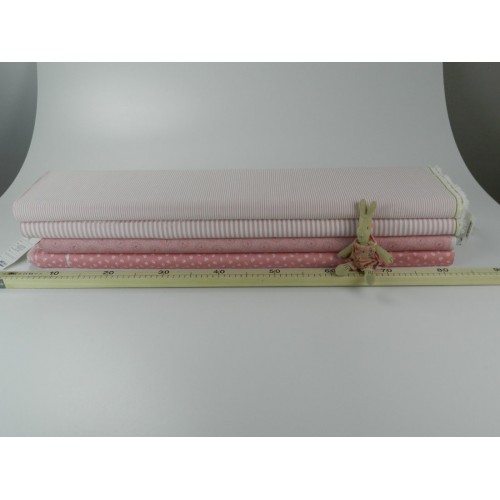 Cotone Oxford, Bianco con righe  Rosa