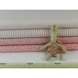 Cotone Oxford, Bianco con righe  Rosa