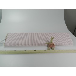 Cotone Oxford, Bianco con righe  Rosa